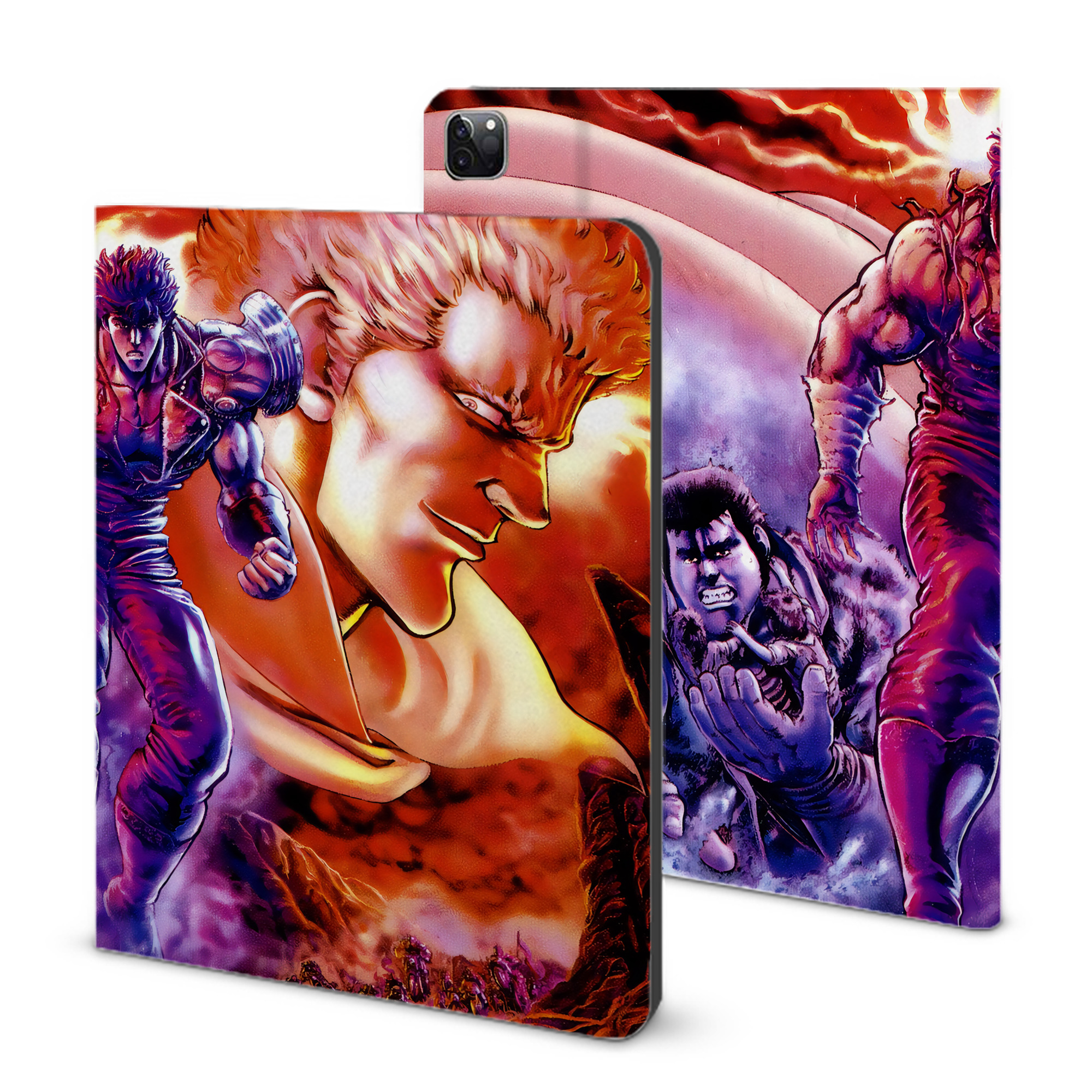 （画像用） 北斗の拳 Fist of the North Star IPad ケース ブック型 PUレザー TPU 耐衝撃 軽量 薄型 ペン収納なし 全面保護 IPad 各モデル対応